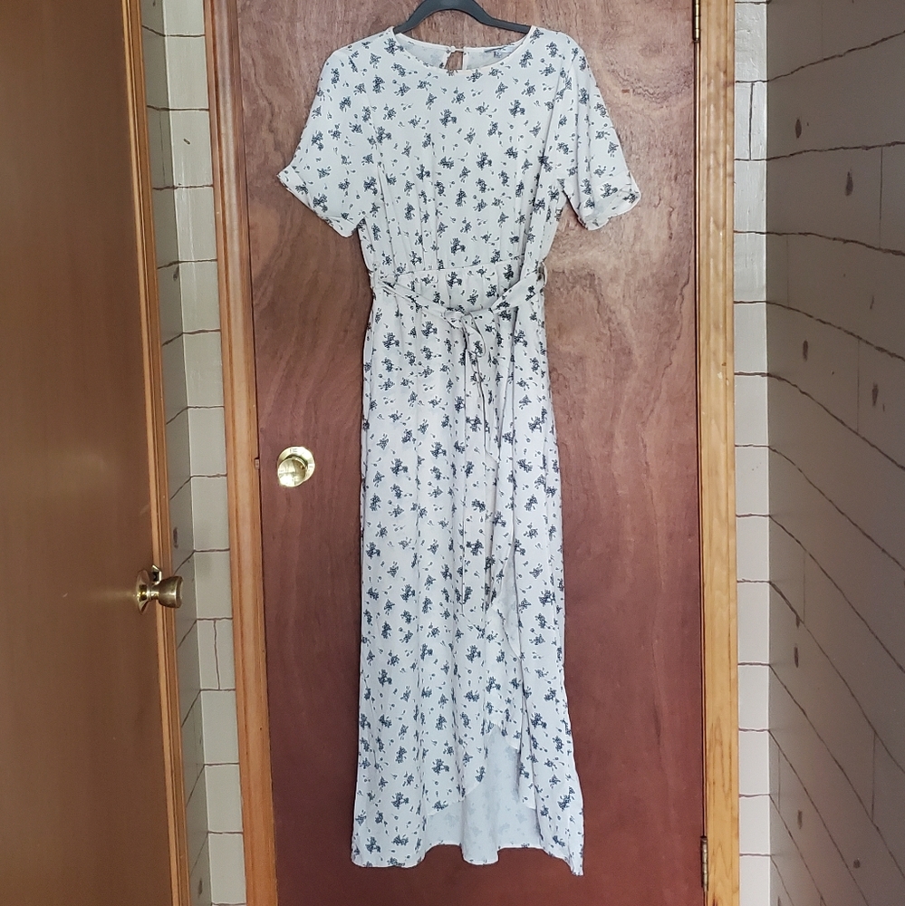 Faux wrap skirt midi dress